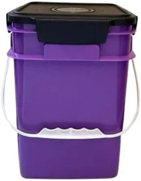 House Naturals 4 Gallon Square Food Grade Bucket Pail with Plastic Handles and Lid (Pack of 3) Made in USA containers (Purple - Black lids) - NeatNest