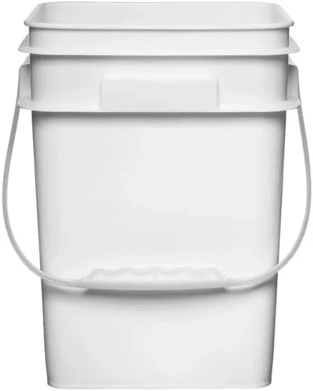 House Naturals 4 Gallon Square Food Grade Bucket Pail with Plastic Handles and Lid (Pack of 3) Made in USA containers (White) - NeatNest