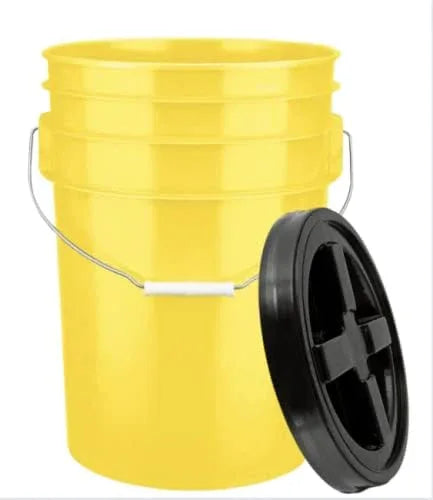House Naturals 6 Gallon Green and Yellow Plastic Buckets with Black Airtight lids Food Grade Made in USA (2 Pack) - NeatNest