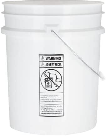 House Naturals Food Grade 5 Gallon Made in USA Plastic Bucket with Air Tight Screw on Lid (White Buckets with White Lids) - NeatNest