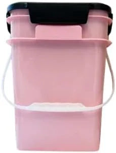 House Naturals 4 Gallon Square Food Grade Bucket Pail with Plastic Handles and Lid (Pack of 3) Made in USA containers (Pink - Black lids) - NeatNest