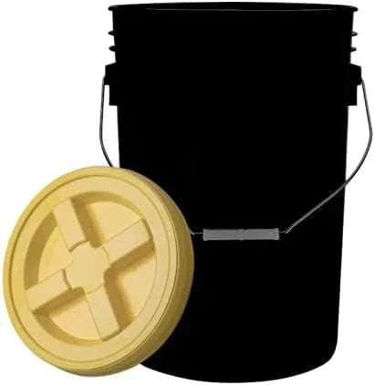 House Naturals Large 6 Gallon Food Grade BPA Free Made in USA Plastic Bucket Pail with Yellow Screw On Double Gasket Air Tight Lid (Pack of 2) - NeatNest