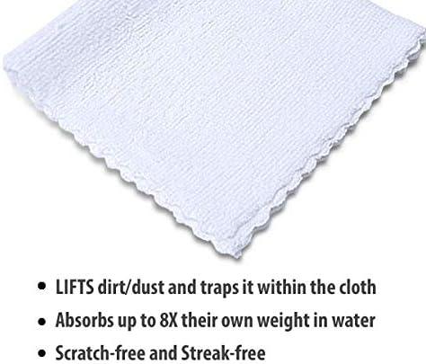 Eurow 200GSM Microfiber Cleaning and Drying Cloths with Dispenser Box, Reusable, Streak-Free, Scratch-Free, Ultra Absorbent, Edgeless for All Surface Types, 12x12in, 50-Pack, White - NeatNest