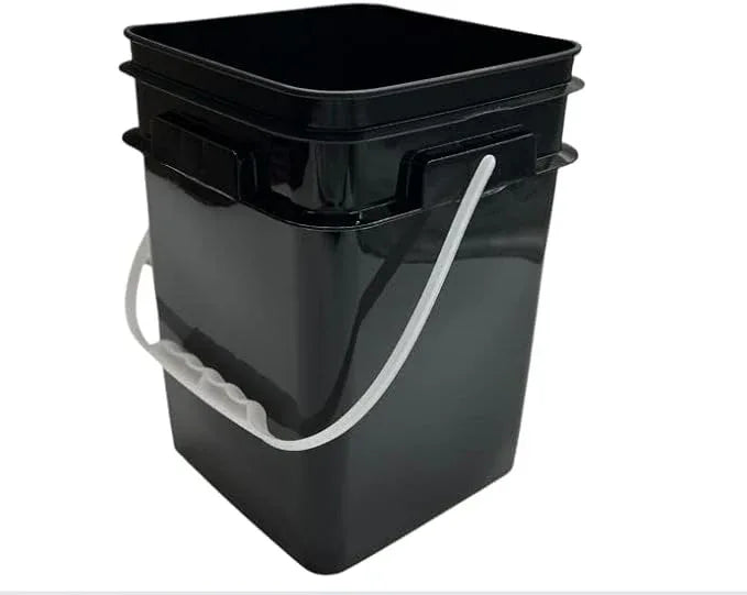 House Naturals 4 Gallon Square Food Grade Bucket Pail with Plastic Handles and Lid (Pack of 3) Made in USA containers (Black) - NeatNest