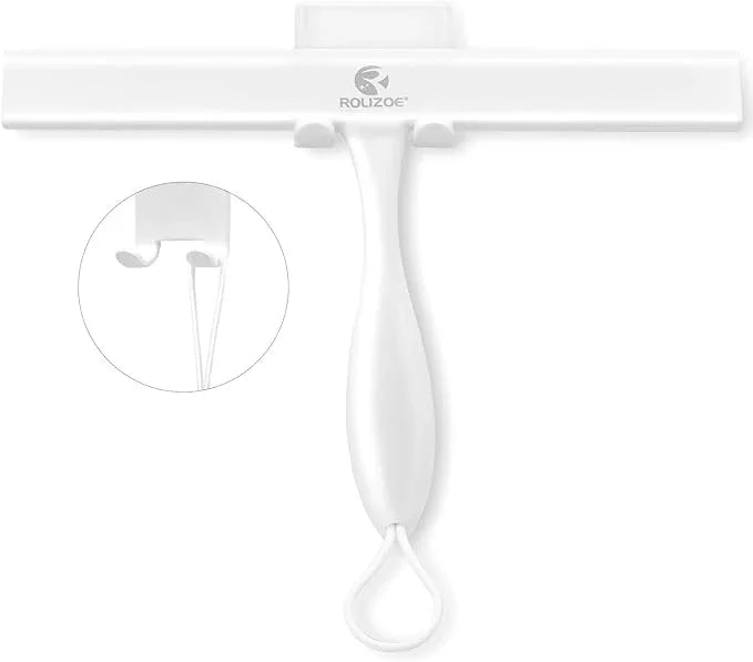 Shower Squeegee for Glass Doors, 11 Inch Ergonomics Anti-Rust Silicone Squeegee with Stainless Steel Frame for Shower Glass Door, Mirrors, Tiles and Windows Cleaning, White - NeatNest