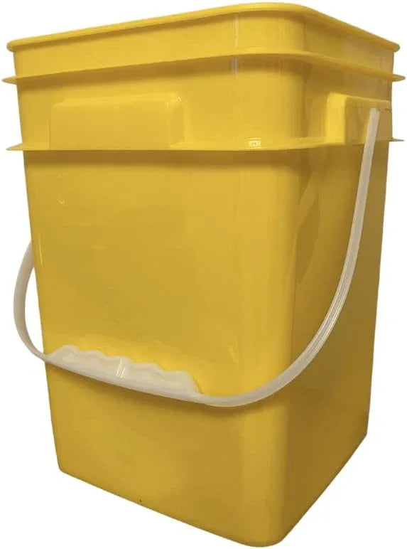 House Naturals 4 Gallon Square Food Grade Bucket Pail with Plastic Handles and Lid (Pack of 3) Made in USA containers (Yellow) - NeatNest