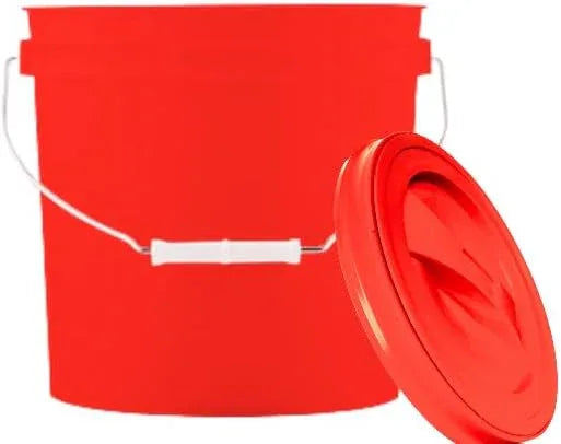 House Naturals 2 Gallon Red Plastic Food Grade BPA Free Made in USA Plastic Bucket Container with Red Screw On Lid - Pack of 3 - NeatNest