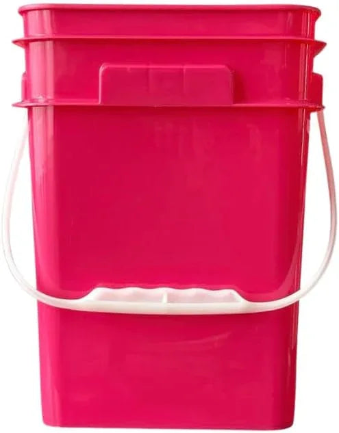 House Naturals 4 Gallon Square Food Grade Bucket Pail with Plastic Handles and Lid (Pack of 3) Made in USA containers (Magenta - White lids) - NeatNest