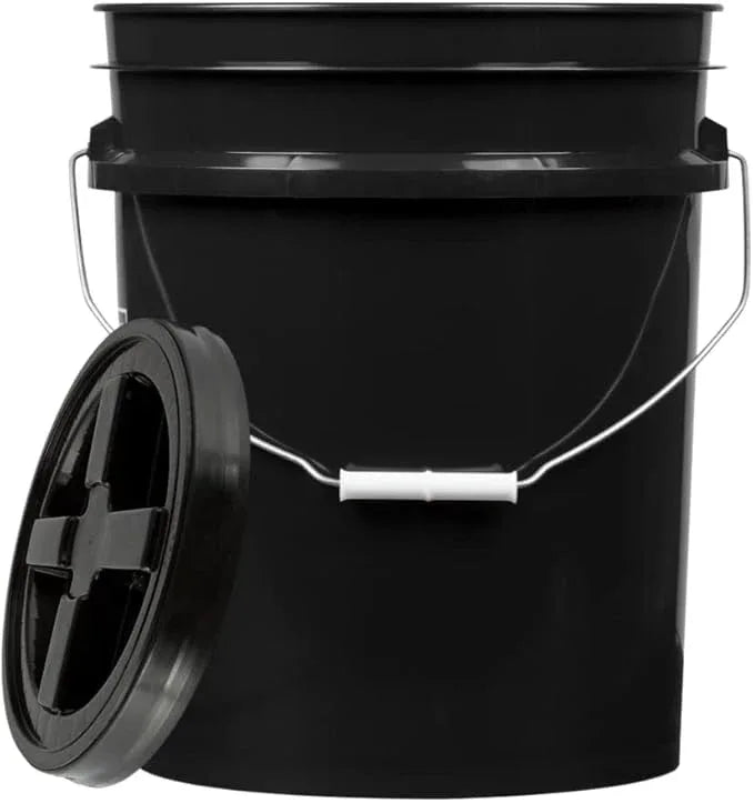 House Naturals 5 Gallon Plastic Black Bucket Food Grade BPA Free with Black Screw on Air Tight Lid(Pack of 2) Made in USA Pail - NeatNest