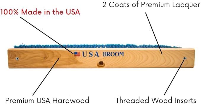 24" Heavy Duty Outdoor Push Broom with 60" Handle. Ideal for Ashpalt, Concrete & Heavy Debris. Durable American Made Steel Brackets-Stainless Steel Hardware. No Plastic. 100% Made in The USA. - NeatNest