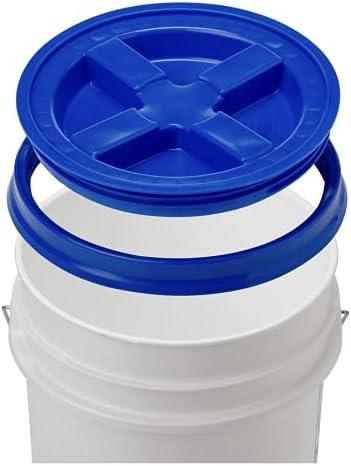 House Naturals 6 Gallon Food Grade BPA Free Made in USA Bucket Pail with Blue Airtight Double Gasket Screw on Lid (Pack of 2) - NeatNest