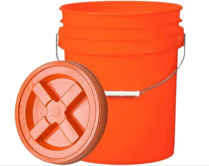 House Naturals 5 Gallon Orange Food Grade Plastic Bucket with Screw on Gamma lid, BPA Free, Made in USA (Pack of 3) - NeatNest