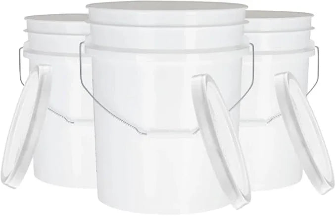 House Naturals 5 Gal White Plastic Buckets Food Grade BPA Free Premium 90 mil pails with Gasket Lids - Pack of 3 - Made in USA - NeatNest