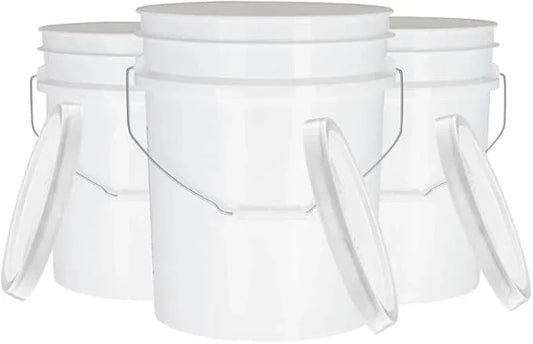 House Naturals 5 Gal White Plastic Buckets Food Grade BPA Free Premium 90 mil pails with Gasket Lids - Pack of 3 - Made in USA - NeatNest