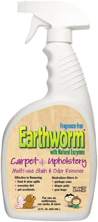 Earthworm Carpet & Upholstery Cleaner Spot & Stain Remover - Natural Enzymes, Safer for Family, Environmentally Responsible - 22 oz (Pack of Six (6)) - NeatNest