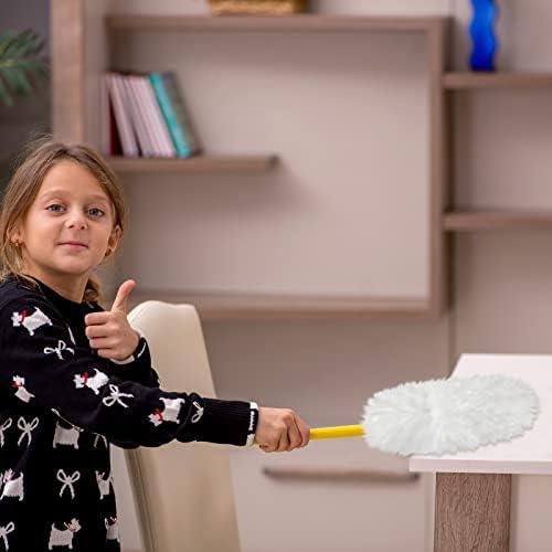 Vesici 150 Pcs Duster Refills Compatible with Swiffer Dusters Bulk Disposable Replacement Thickened with 1 Handle Heavy Duty for Cleaning, Office (White) - NeatNest