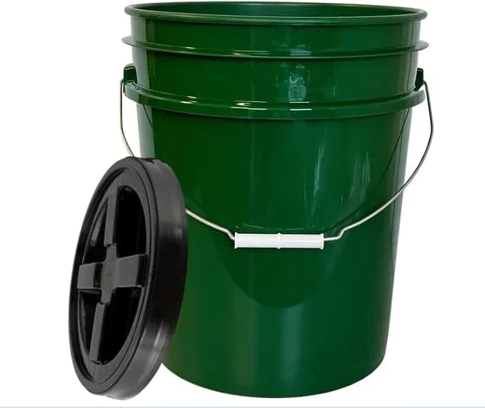 House Naturals 5 Gallon Food Grade BPA Free Container Dark Green Bucket with Screw On Black Lid - NeatNest