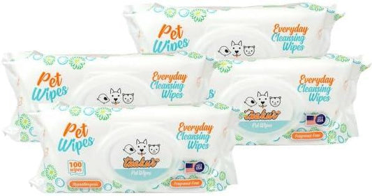 Txakur pet Wipes for Dogs and Cats Hypoallergenic Natural Products for Cleansing from Nose to Tail 400ct 8x7in Wipes in Packs of 100 Wipes Perfect for Grooming and Cleaning Made in The USA - NeatNest