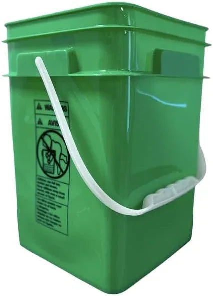 House Naturals 4 Gallon Square Food Grade Bucket Pail with Plastic Handles and Lid (Pack of 3) Made in USA containers (Green) - NeatNest
