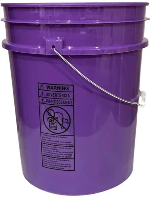 House Naturals 5 Gallon Purple Food Grade BPA Free, Made in USA, Plastic Bucket with Screw On Air Tight lid, (Pack of 3) (Purple Buckets with White Lids) - NeatNest
