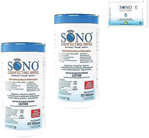 SONO Disinfecting Wipes - 160 Count (Pack of 2) + Sanitizer, Alcohol-Free, No Bleach, Medical-Grade, Multi-Surface Cleaning for Home, School, Office - NeatNest