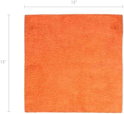 Eurow 200GSM Microfiber Cleaning and Drying Cloths with Dispenser Box, Reusable, Streak-Free, Scratch-Free, Ultra Absorbent, Edgeless for All Surface Types, 12x12in, 50-Pack, Orange - NeatNest