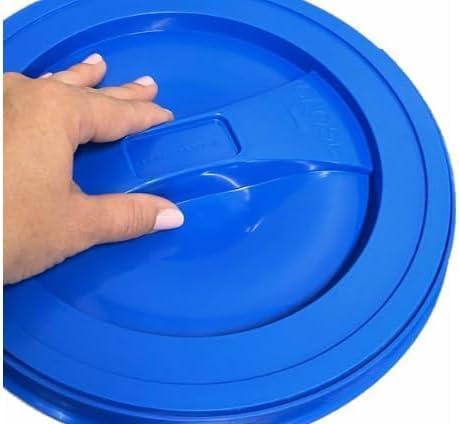 House Naturals 2 Gallon White Bucket with Screw on Lid - Pack of 3 Made in USA contrainers (Black Buckets with Blue Lids) - NeatNest