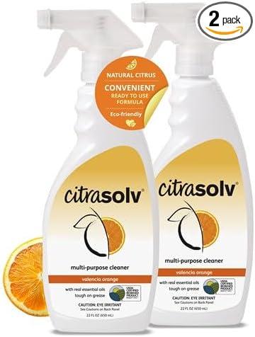 Citra Solv All Purpose Cleaning Spray – Powerful Citrus Degreaser for Kitchen & Bathroom, Multi-Surface Cleaner, No Harsh Chemicals, Valencia Orange 22oz (2 Pack) - NeatNest