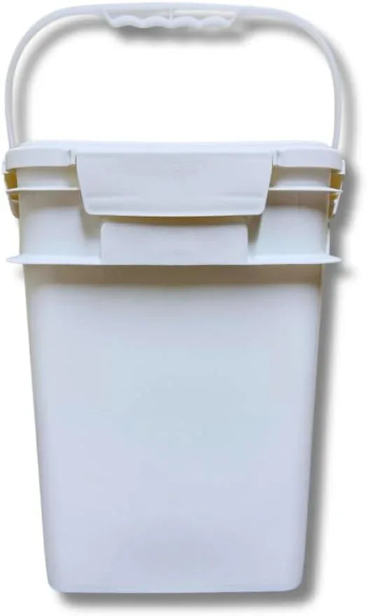 House Naturals 4 Gallon Square Food Grade Bucket Pail with Plastic Handles and Lid (Pack of 3) Made in USA containers (White) - NeatNest