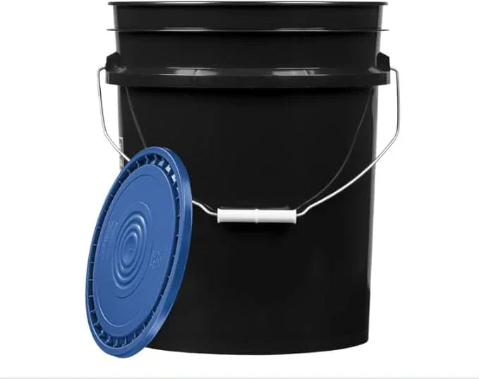 House Naturals 5 Gallon Plastic Black Bucket Pail Food Grade BPA Free with Easy snap Lid(Pack of 4) Made in USA - NeatNest