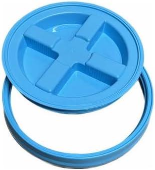 House Naturals 5 Gallon Plastic Yellow Food Grade BPA Free Made in USA Bucket Pail with Air Tight Double Gasket Screw on Lid(Pack of 3) (Yellow and Aqua lids) - NeatNest