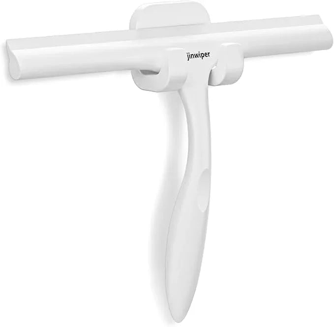 All-Purpose Shower Squeegee for Shower Glass Door with Adhesive Hook, Silicone Squeegee for Shower Doors, Bathroom, Windows, Mirrors, Shower Cleaner Tool Household Squeegee(10 inch-White) - NeatNest