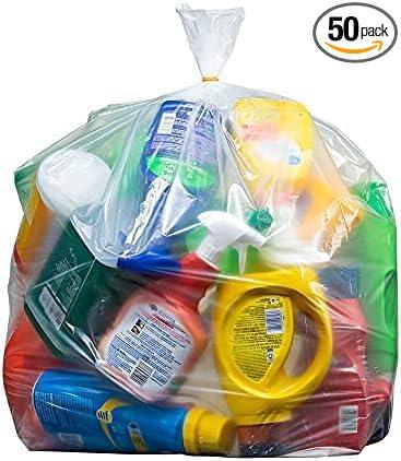 Plasticplace 40-45 Gallon Trash Bags │ 2.0 Mil │ Clear Extra Heavy Garbage Can Liners │ 40" x 46" (50 Count) - NeatNest