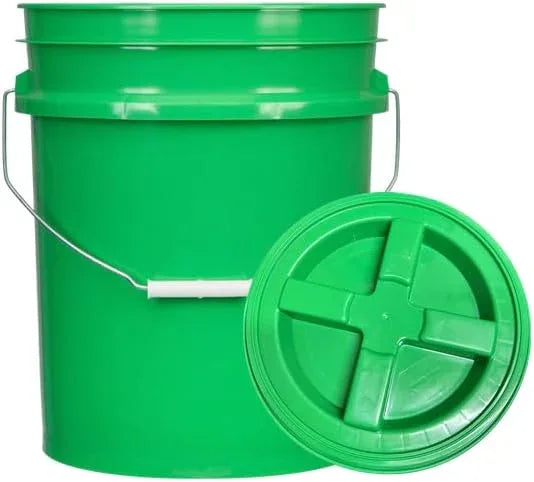 House Naturals 5 Gallon Food Grade Plastic Bucket with Air Tight Screw on Lid Made in USA Container (Green Bucket with Green Lid) - NeatNest