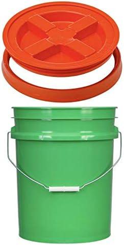 House Naturals Green 5 Gal Bucket with Gamma Orange Screw Lid - Food Grade BPA Free Pail - NeatNest