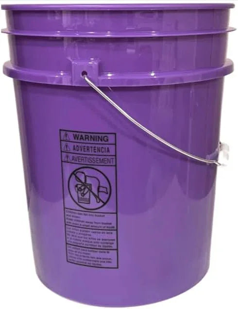 House Naturals 5 Gallon Purple Food Grade BPA Free, Made in USA Plastic Bucket with Screw On Airtight lid, (Pack of 3) (Purple Buckets with Scarlet Red lids) - NeatNest