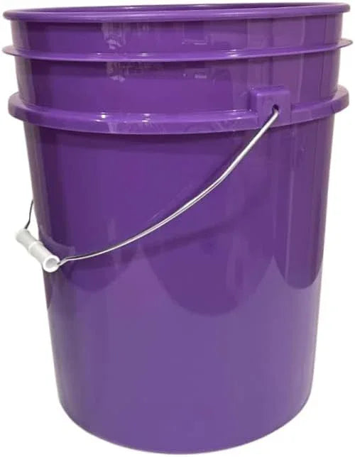 House Naturals 5 Gallon Purple Food Grade Plastic Bucket with Screw on Gamma lid, BPA Free, Made in USA (Pack of 3) (Purple Bucket with Orange Gamma) - NeatNest