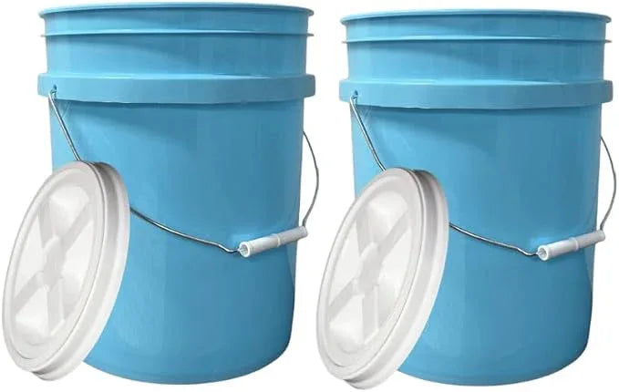 House Naturals 3.5 Gallon Aqua Food Grade BPA Free Bucket Pail with White AirTight Screw on Lid (Pack of 2) - NeatNest
