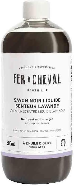 Fer à Cheval All Purpose Cleaner, Liquid Black Soap with Olive Oil, Multipurpose Natural Cleaner, Multi-Concentrated Detergent, 500ml/16.91 fl oz (Lavender) - NeatNest