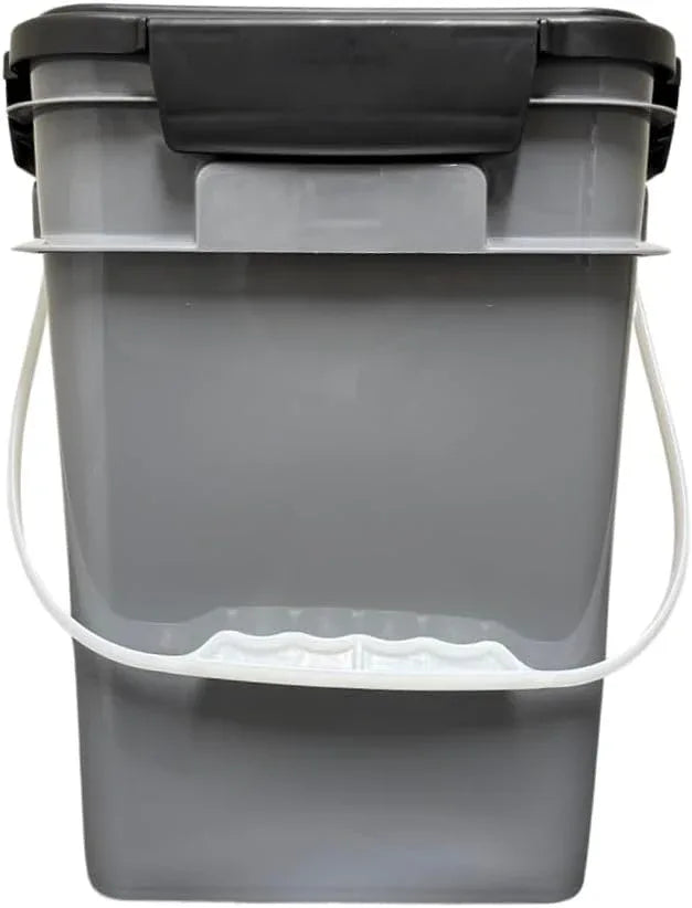 House Naturals 4 Gallon Square Food Grade Bucket Pail with Plastic Handles and Lid (Pack of 3) Made in USA containers (Gray) - NeatNest