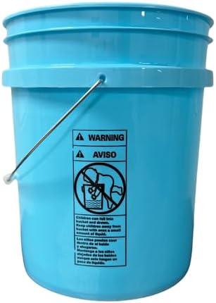 House Naturals 5 Gallon Food Grade Bucket Pail with Airtight Screw on Lid (Pack of 3) BPA Free Made in USA- 3 Colors (Aqua, Blue, Gray, Black lids) - NeatNest