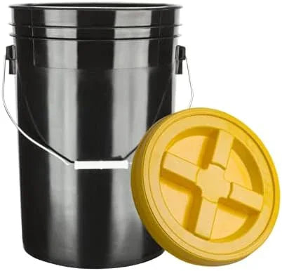 House Naturals Large 6 Gallon Food Grade BPA Free Made in USA Plastic Bucket Pail with Yellow Screw On Double Gasket Air Tight Lid (Pack of 2) - NeatNest