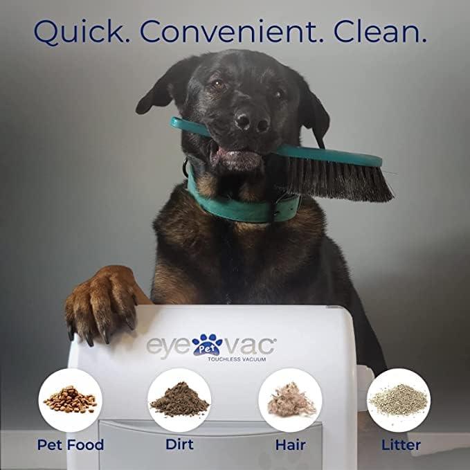 EyeVac Pet Touchless Vacuum Automatic Dustpan - Ultra Fast & Powerful - Great for Sweeping Cat Dog Pet Hair Food Dirt Kitchen, Corded Canister Vacuum, Bagless, Automatic Sensors, 1400 Watt (White) - NeatNest