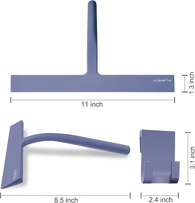 Bathroom Squeegee for Shower, Richmirth 11" Large Shower Squeegee for Glass Doors Silicone Rubber Blade Squeegee Cleaner Tool for Window, Car Glass, Mirror- Blue - NeatNest