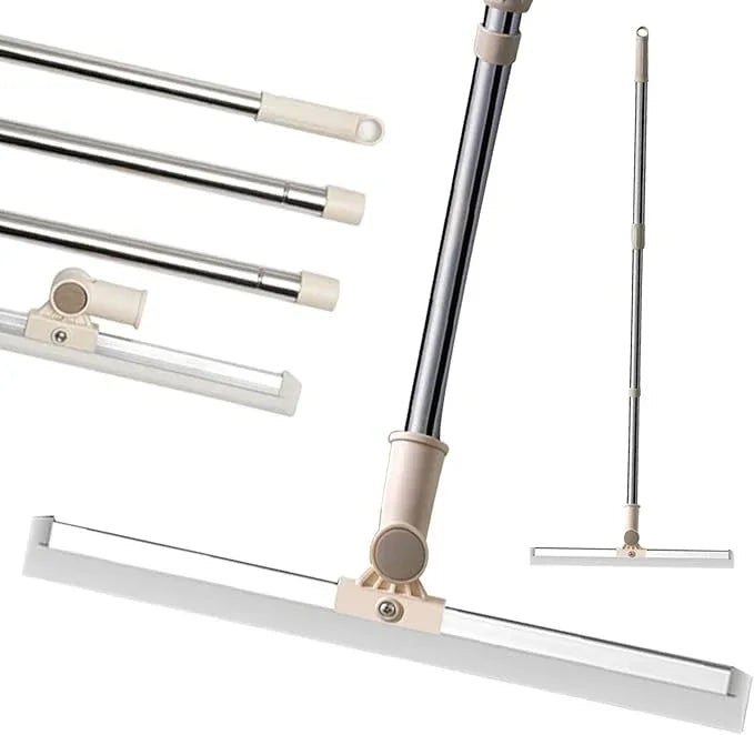 Floor Squeegee 65" Long Handles Adjustable Telescopic Pole Heavy Duty Broom 20" Apply to Shower Bathroom Kitchen Home Garage Tile Pet Hair Fur Floor Marble Glass Door Window Cleaning - NeatNest