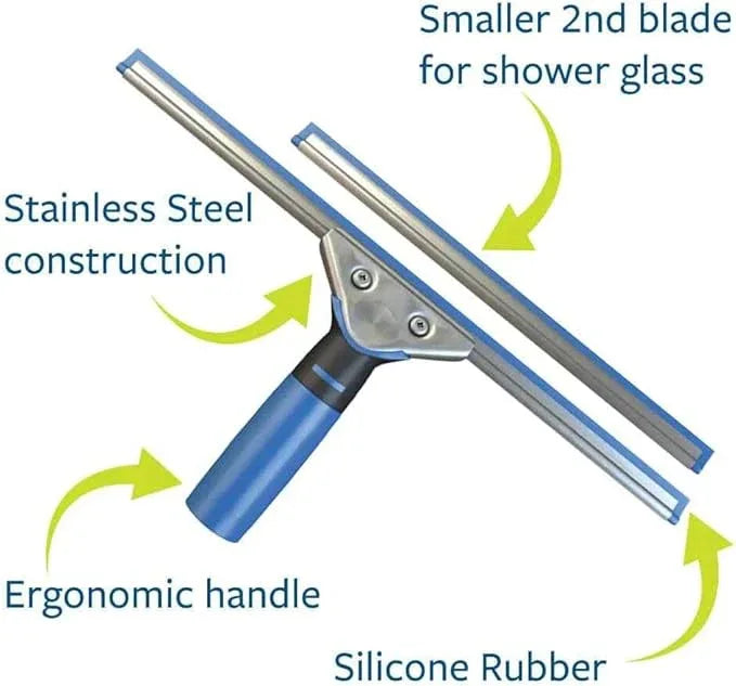 Professional Squeegee - Premium Quality Silicone Rubber Blades with Ergonomic Handle for Streak-Free Cleaning - Perfect for Windows, Shower Doors, and Railings - NeatNest