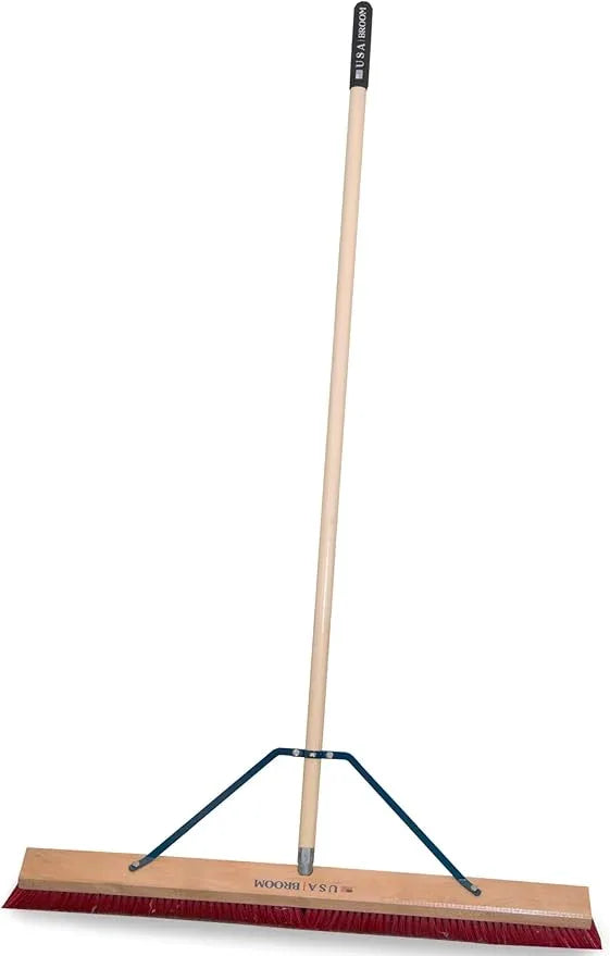 36" Soft/Fine Sweep Indoor Push Broom with 60" Handle. Ideal for Epoxy & Polished Floors. Durable American Made Steel Brackets-All Stainless Steel Hardware. No Plastic. 100% Made in The USA. - NeatNest