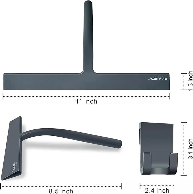 Shower Squeegee for Glass Doors, RICHMIRTH 11" Inch Width Silicone Rubber Blade Squeegee Window Cleaner Tool Squeegee for Shower Glass Doors Bathroom Mirror Car Window Tile - Gray - NeatNest