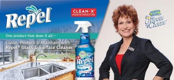 Clean-X REPEL Glass & Surface Cleaner 32 fl. oz. - Cleans & Repels water spots and dirt on glass, mirror, tile and multi surface by UNELKO (3) - NeatNest