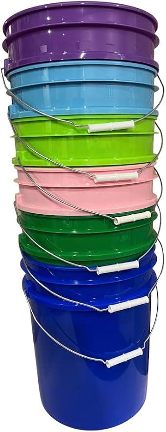 House Naturals 5 Gallon Food Storage Grade Plastic Bucket - Made in USA (Pack of 6 Color Buckets) - NeatNest
